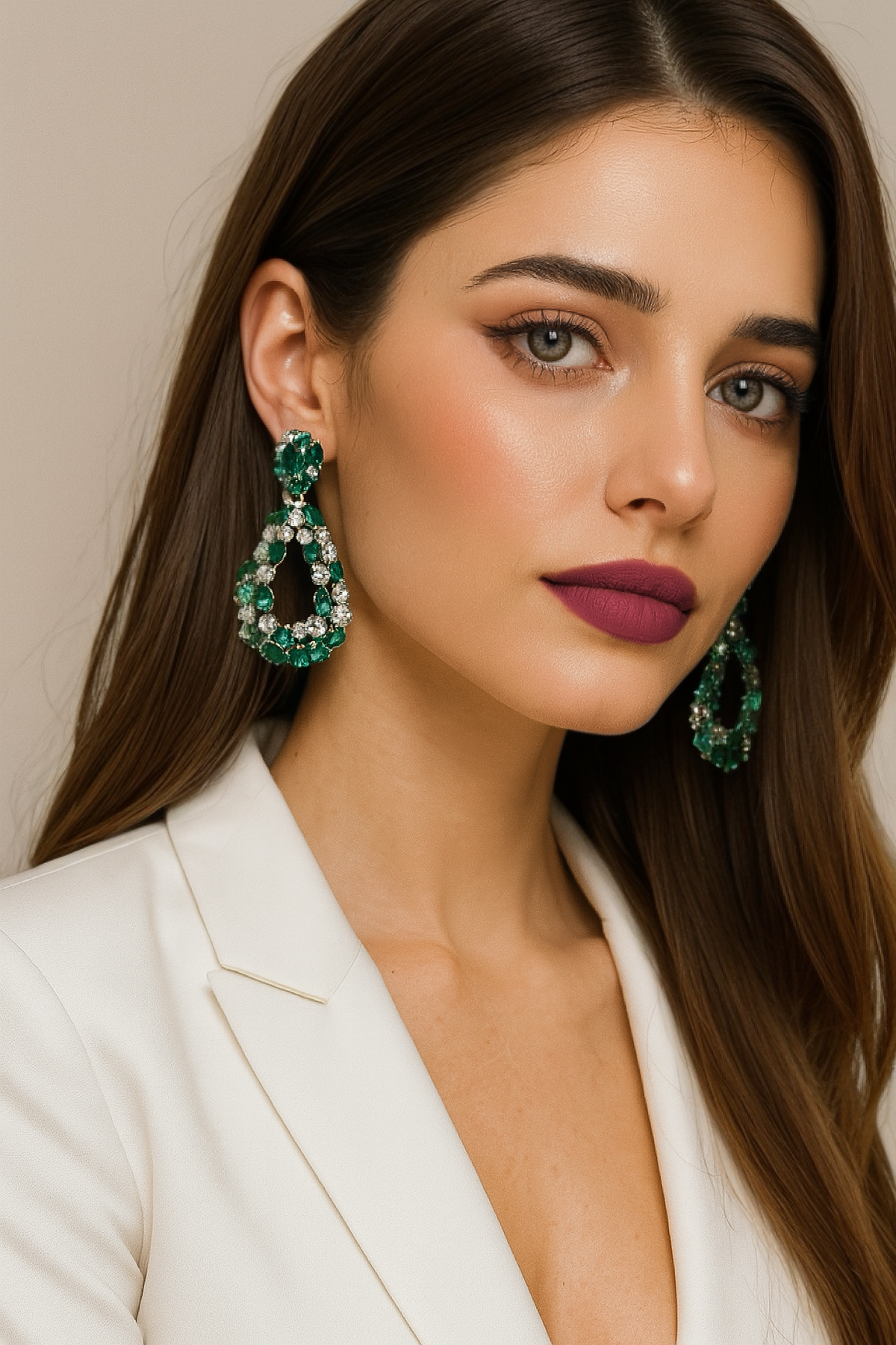 Green Stone Earring for Queen (Party collection)