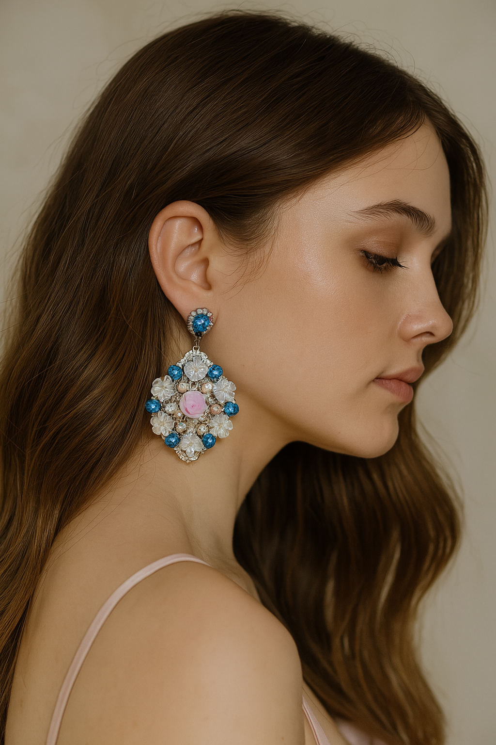 Blue white statement Earrings ✨for women 🌹