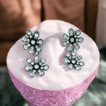 Silver Black Flower shaped earrings for everyday use 🛍️