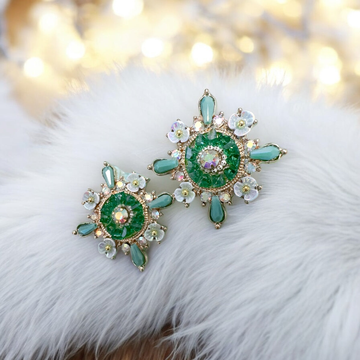 Geometrical Green earrings for women ποΈππ₯