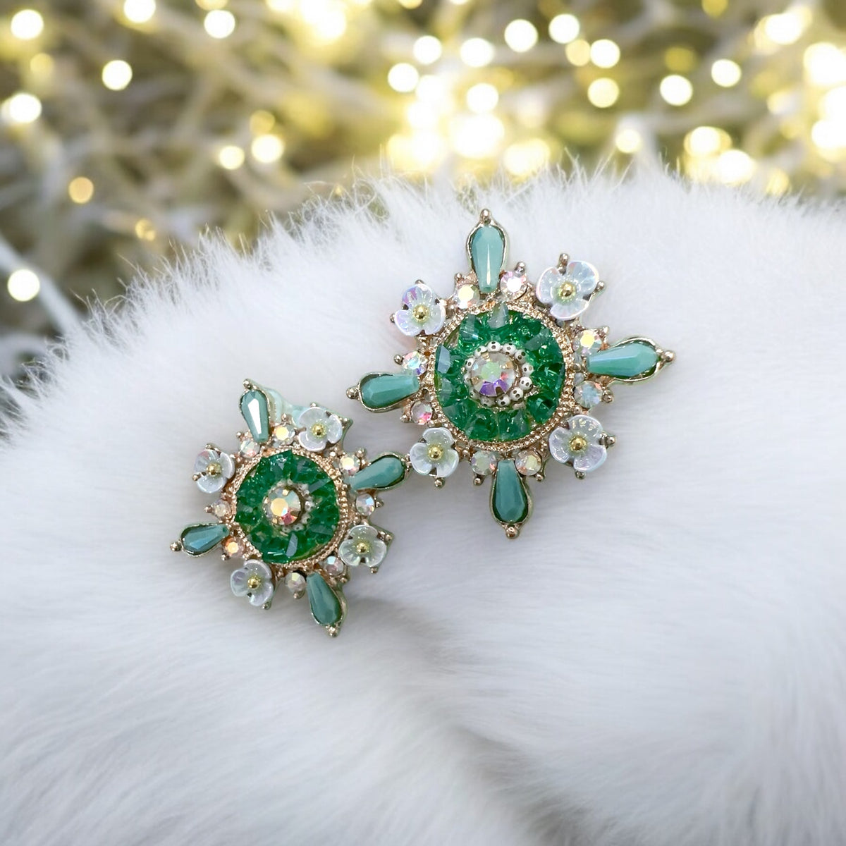 Geometrical Green earrings for women ποΈππ₯