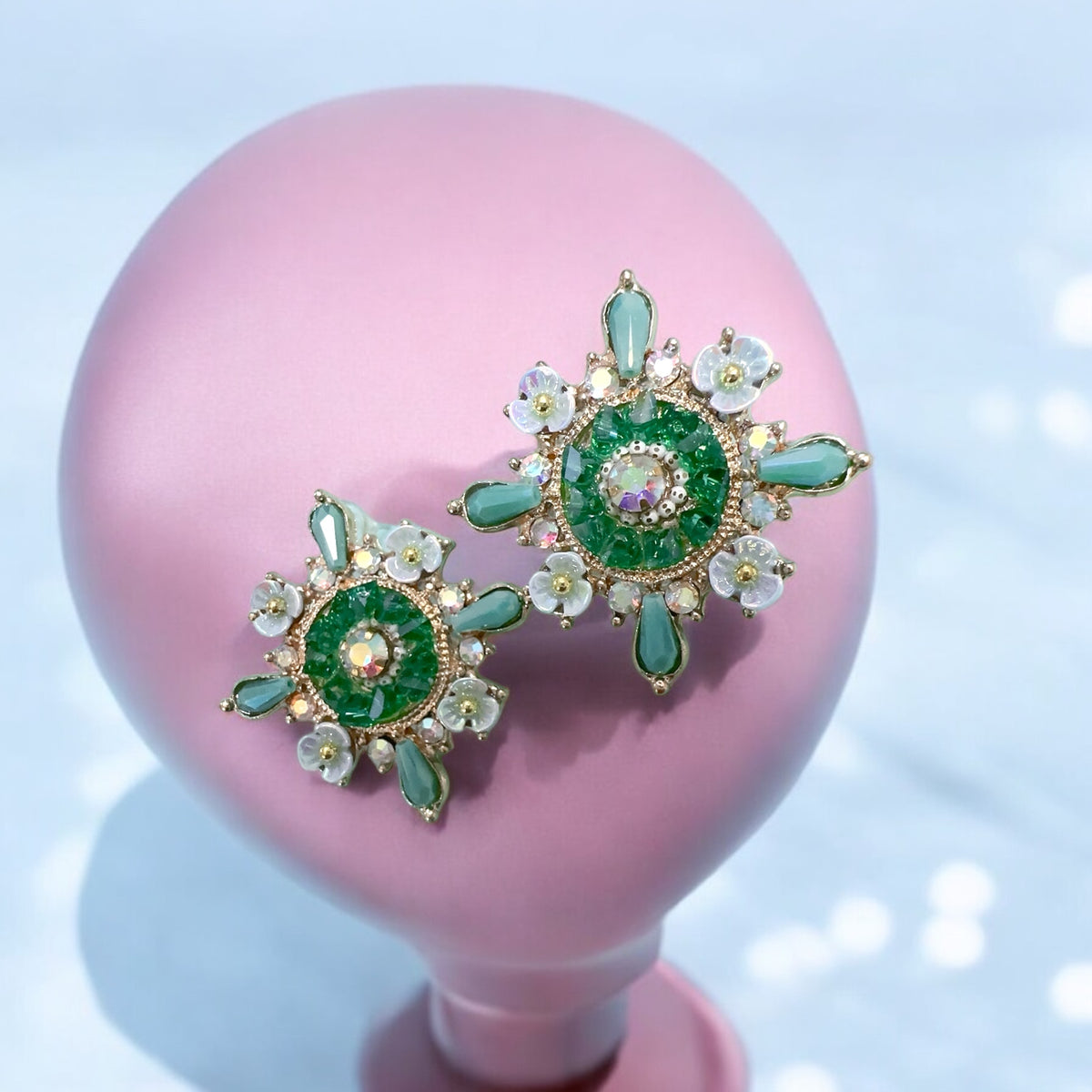 Geometrical Green earrings for women ποΈππ₯