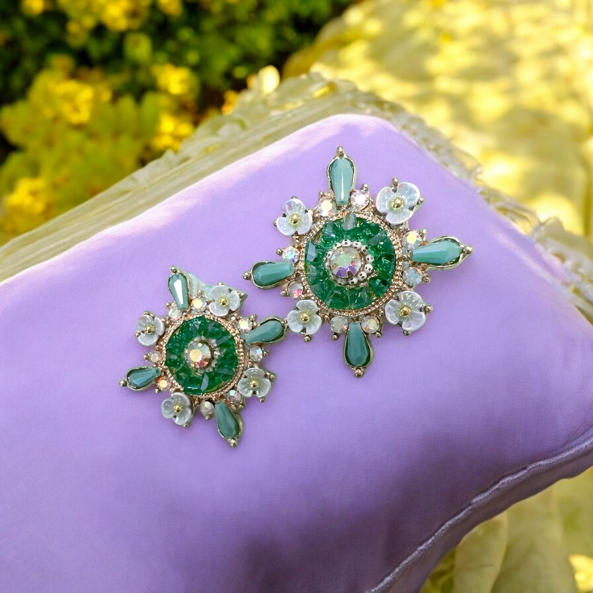 Geometrical Green earrings for women ποΈππ₯