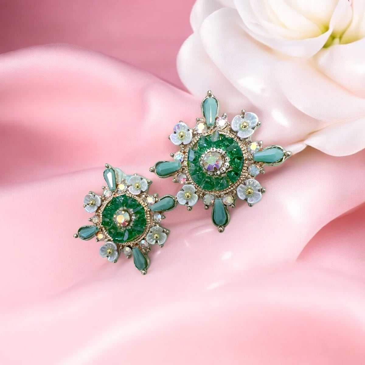 Geometrical Green earrings for women ποΈππ₯