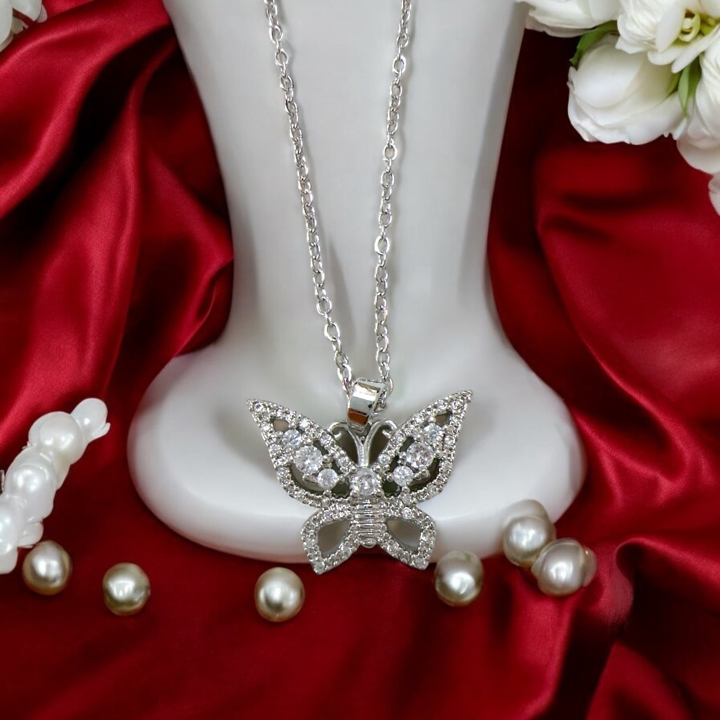 Silver Butterfly shaped Pendant for women ππΈβ¨