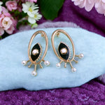 Evil eye golden earrings 🌸with cute small pearl 🌸✨🌸