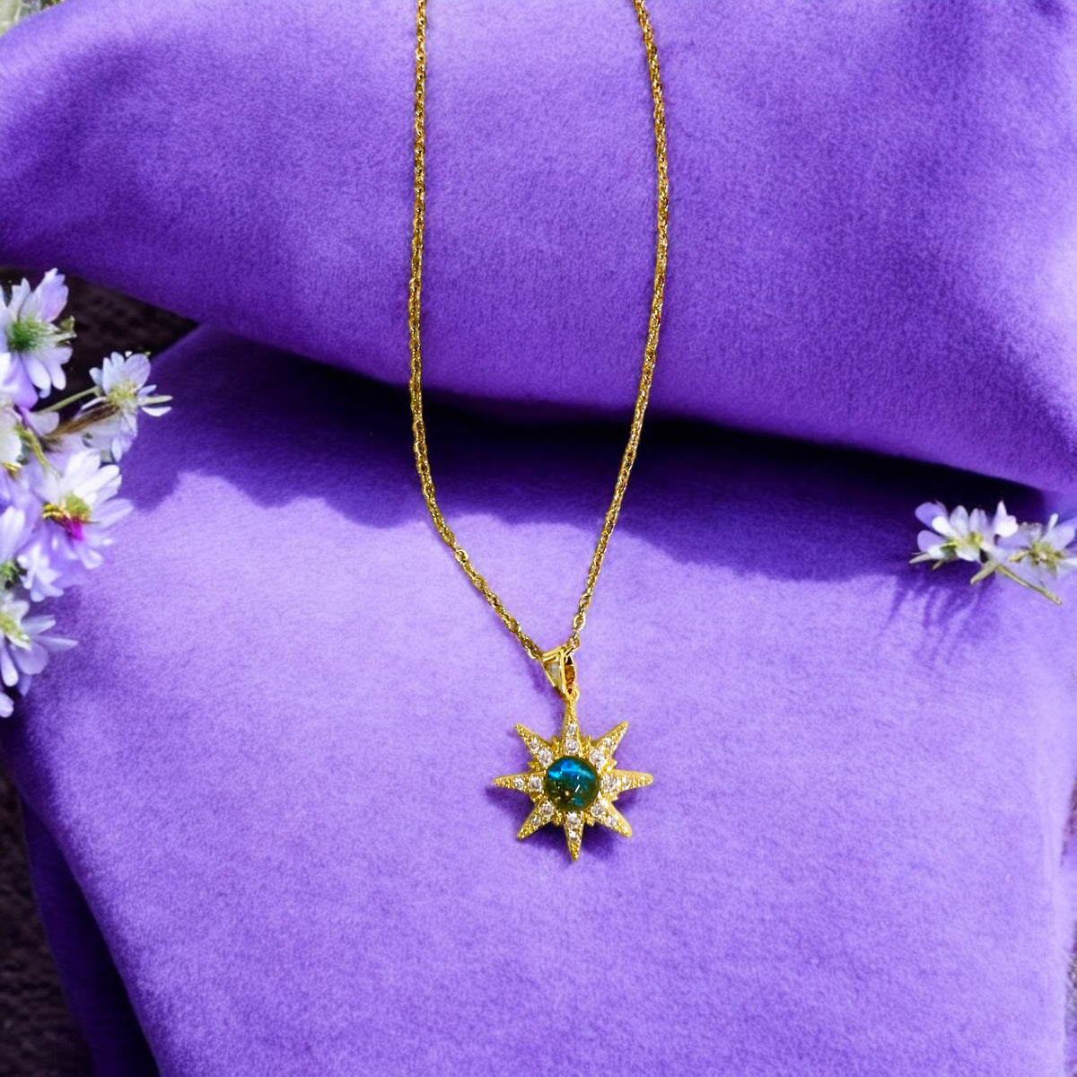 Sun shaped golden coloured pendant ✨For Women 🥰🌸