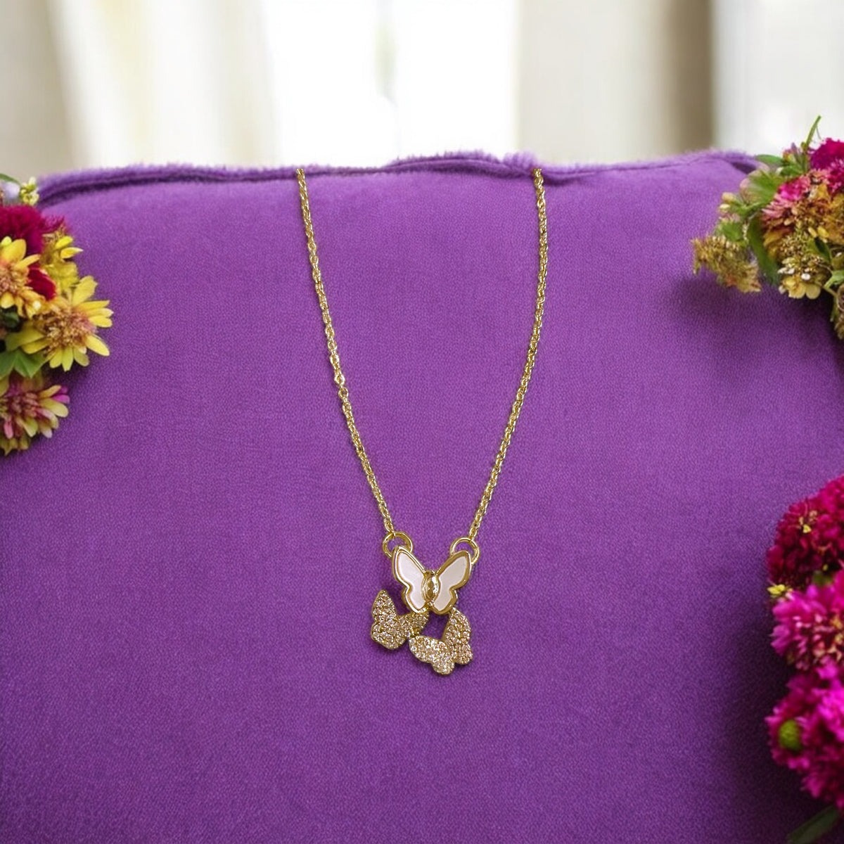 Golden coloured butterfly shaped Pendant 🌸🥰✨for Women