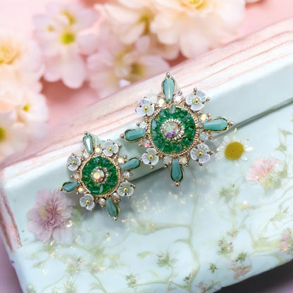 Geometrical Green earrings for women 🛍️💖💥