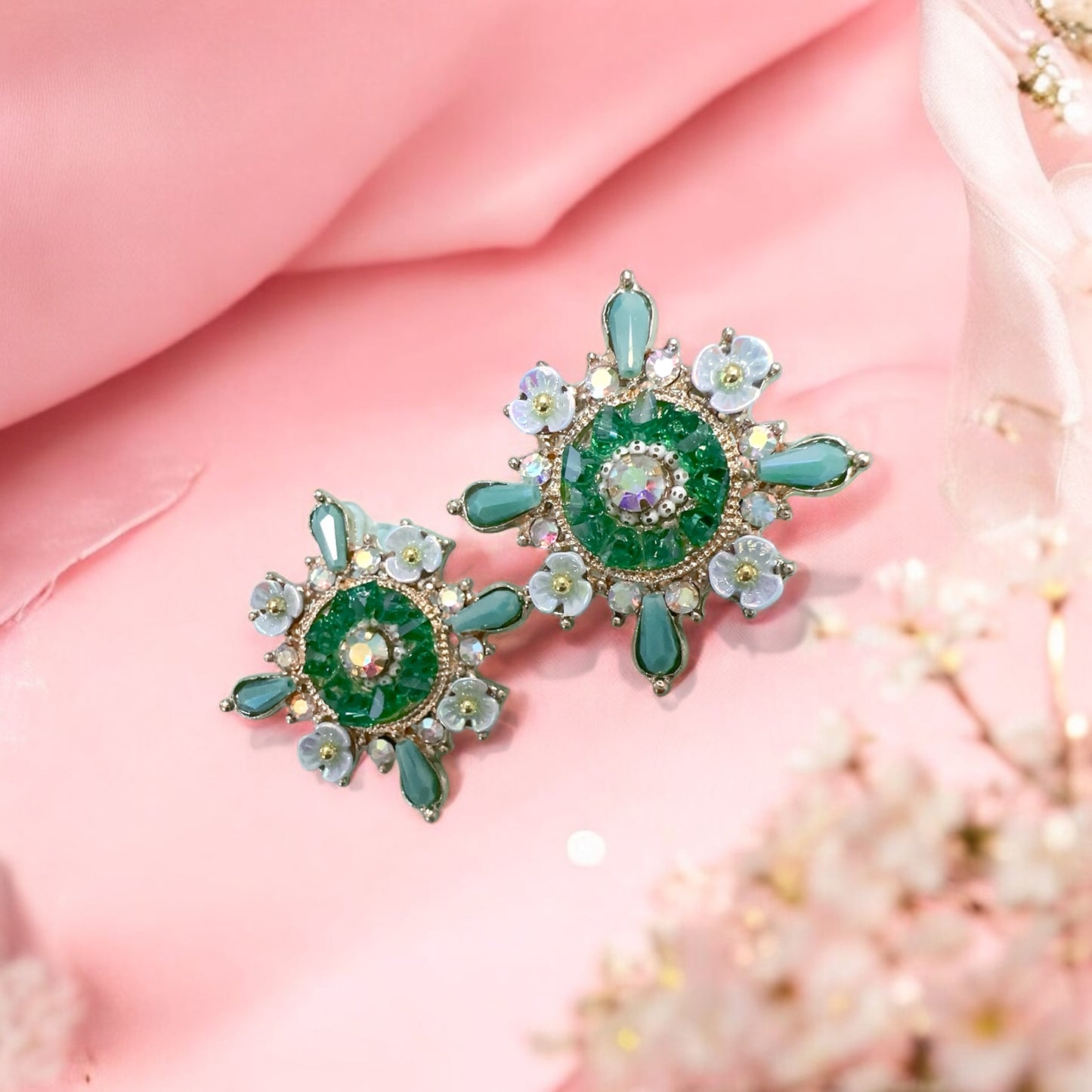 Geometrical Green earrings for women 🛍️💖💥