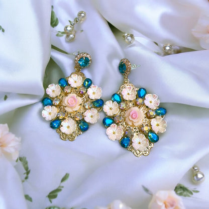 Blue white statement Earrings ✨for women 🌹