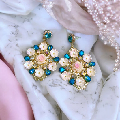 Blue white statement Earrings ✨for women 🌹