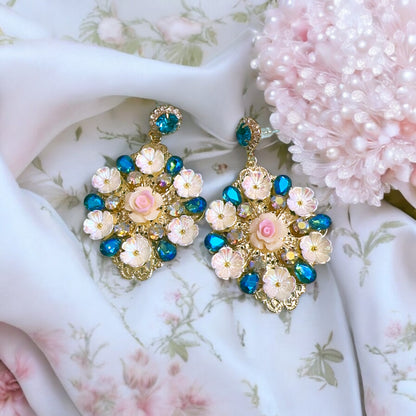 Blue white statement Earrings ✨for women 🌹