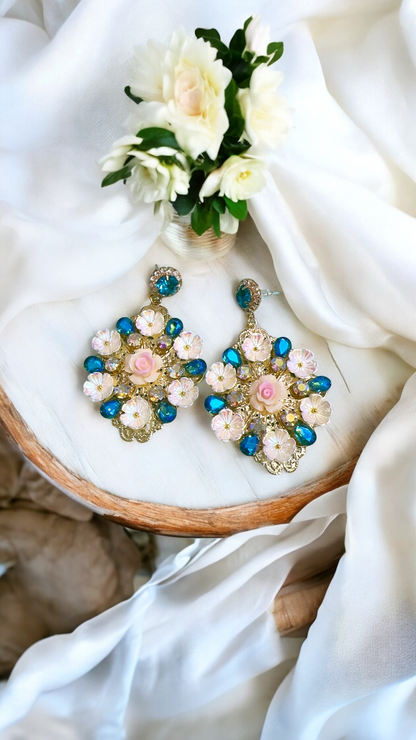 Blue white statement Earrings ✨for women 🌹