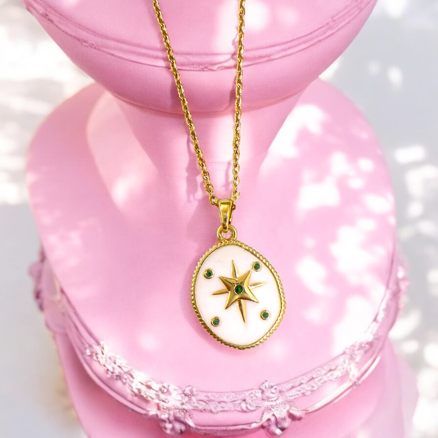 Enamel white coloured round pendant 🌹✨🌹 @100rs off