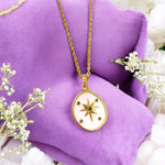 Enamel white coloured round pendant 🌹