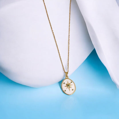 Enamel white coloured round pendant 🌹✨🌹 @100rs off