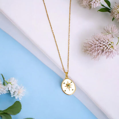 Enamel white coloured round pendant 🌹✨🌹 @100rs off