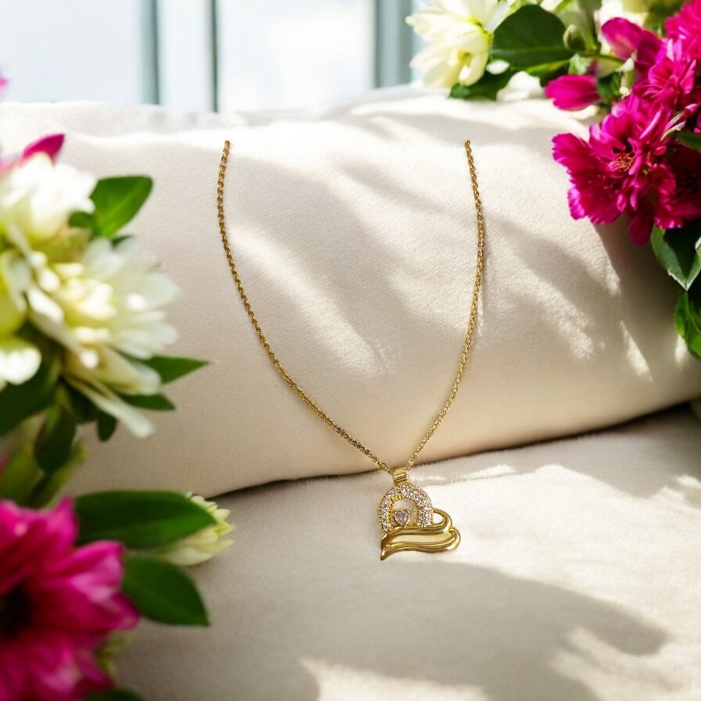 Golden double heart ❤️pendant for women✨💥🌸