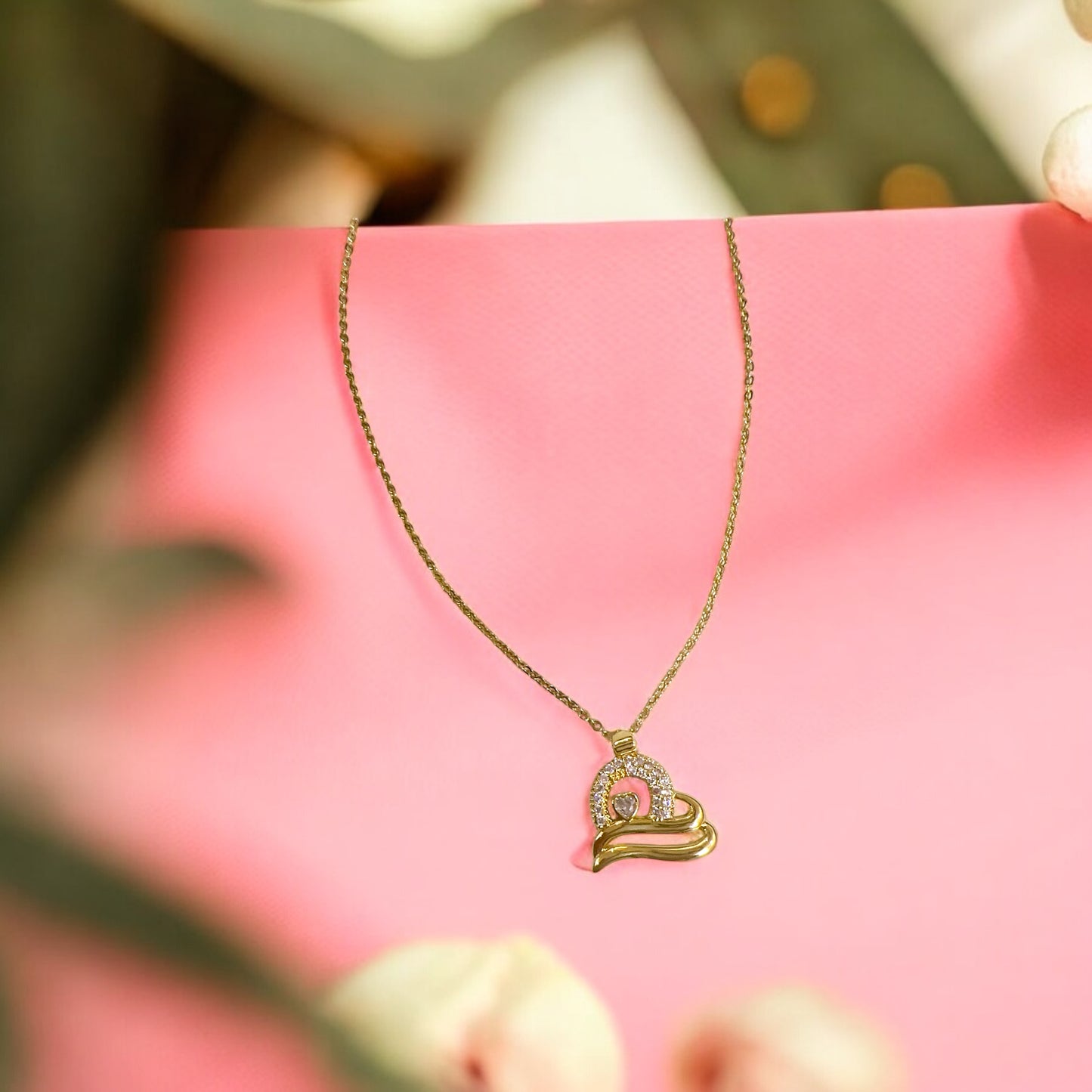 Golden double heart ❤️pendant for women✨💥🌸