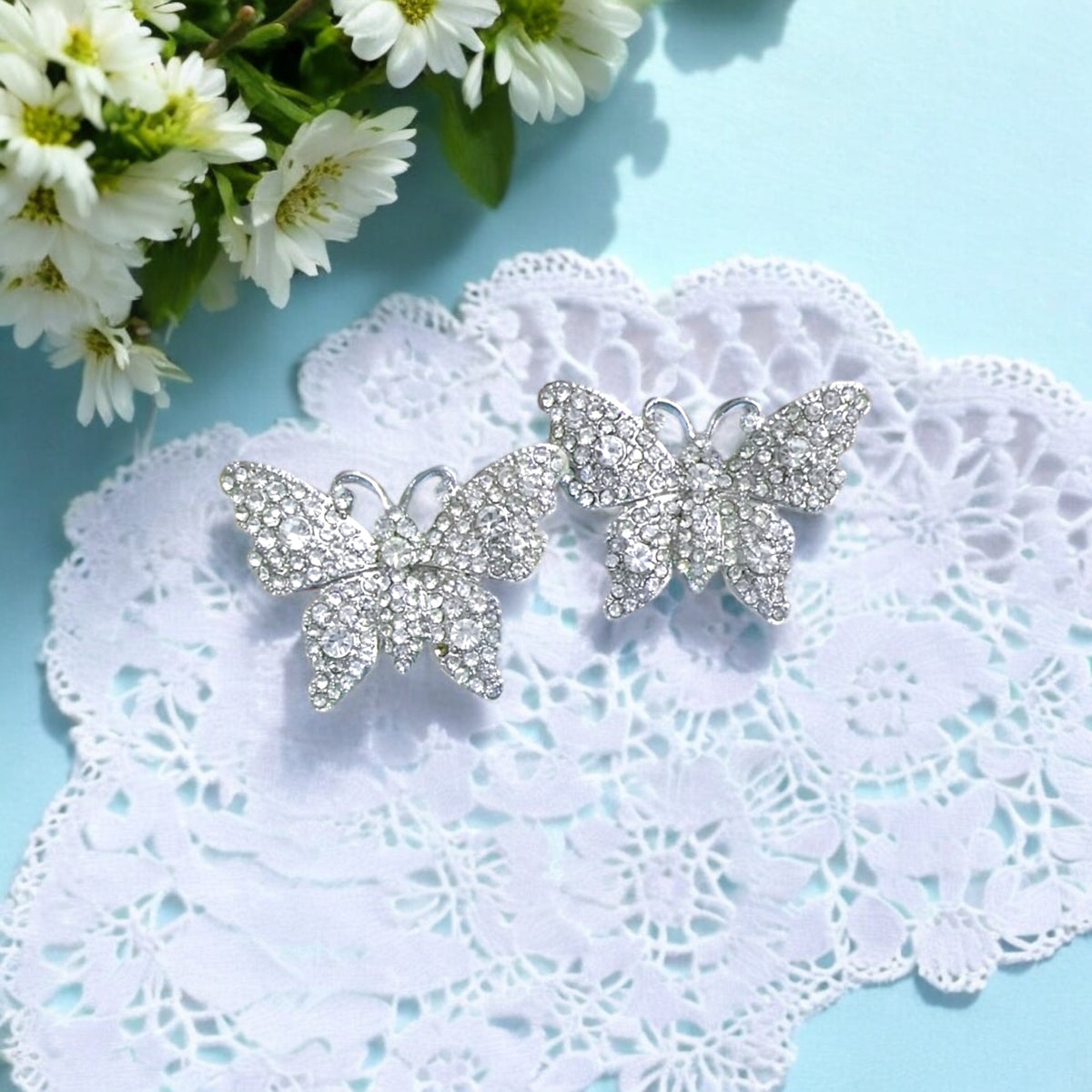 925Butterflyshaped silver earrings for my cuties 🌸✨