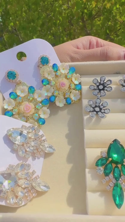Blue white statement Earrings ✨for women 🌹